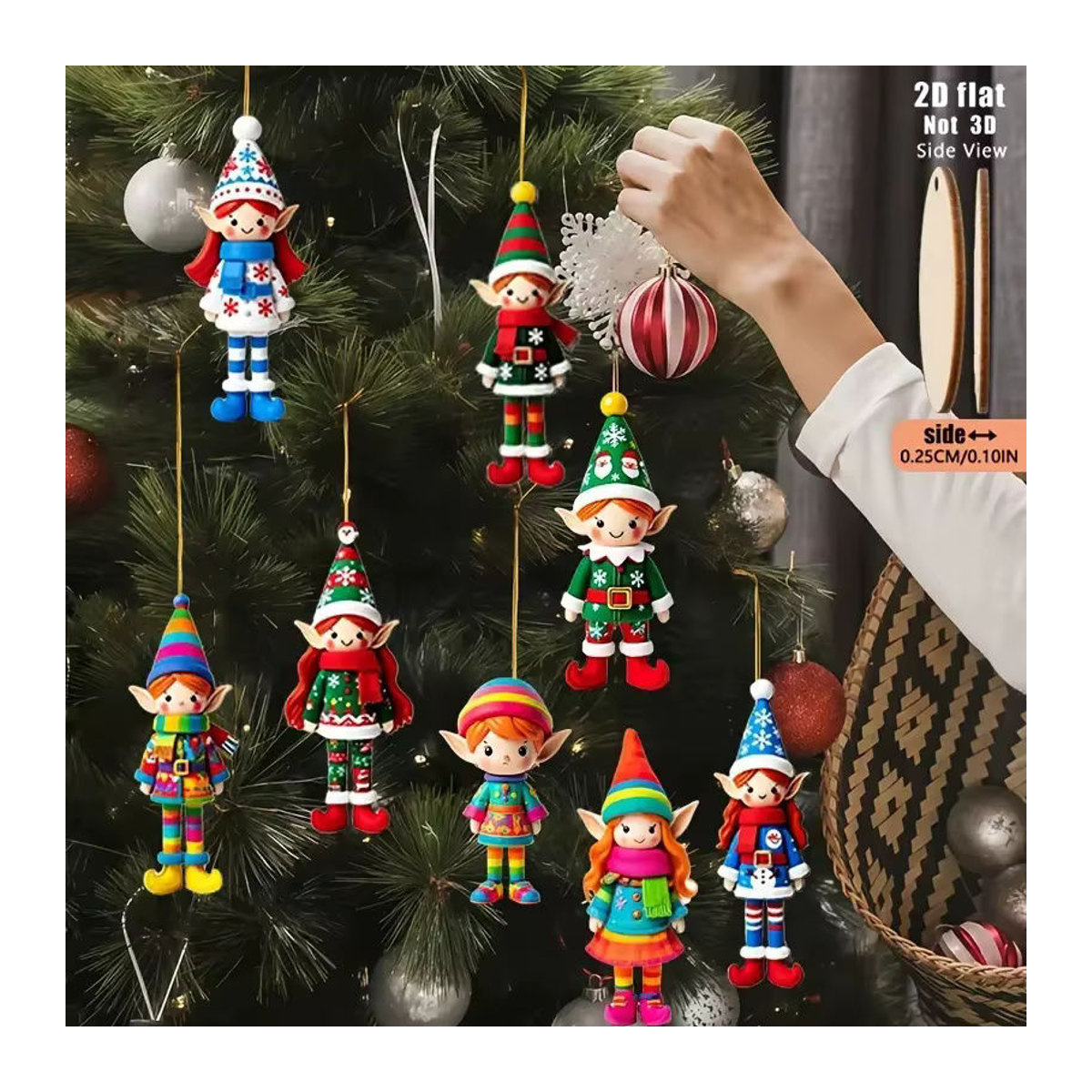 ZQNYCY Weihnachts Holz Anhänger mit Engel-Motiven, mehrfarbige Hängeornamente für die Weihnachtsdekoration, 32 Stück - Bild 3