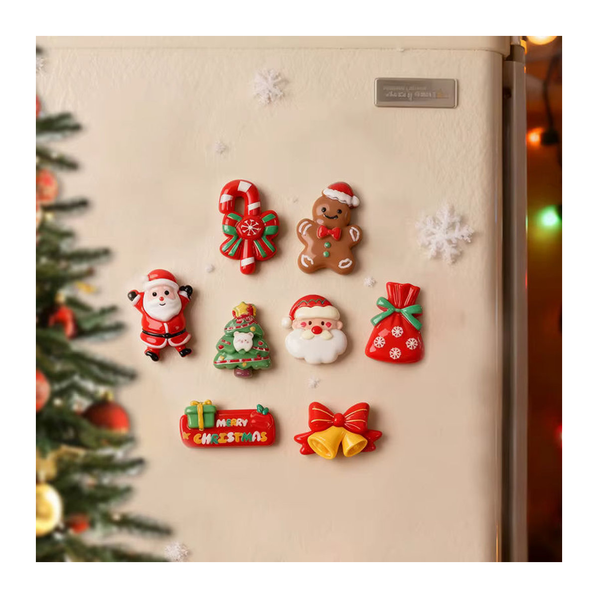 ZQNYCY Weihnachts Kühlschrankmagnete aus Kunstharz mit Cartoon-Motiven wie Weihnachtsmann und Schneemann, mehrfarbig, 10-50 Stück Set - Bild 2