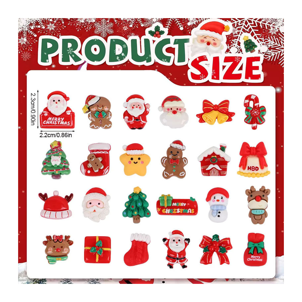 ZQNYCY Weihnachts Kühlschrankmagnete aus Kunstharz mit Cartoon-Motiven wie Weihnachtsmann und Schneemann, mehrfarbig, 10-50 Stück Set - Bild 6