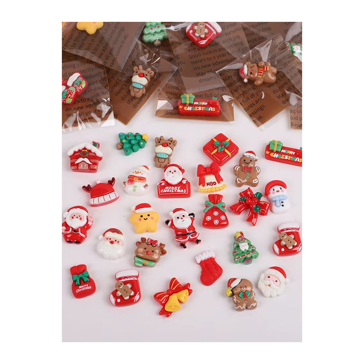 ZQNYCY Weihnachts Kühlschrankmagnete aus Kunstharz mit Cartoon-Motiven wie Weihnachtsmann und Schneemann, mehrfarbig, 10-50 Stück Set - Bild 7