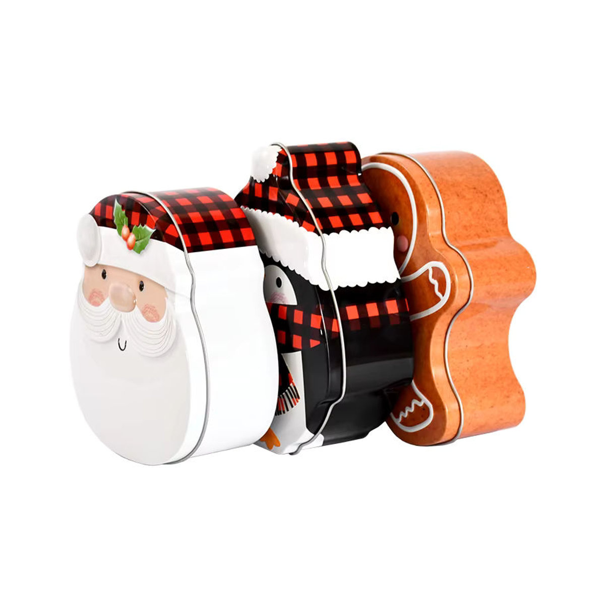 ZQNYCY Weihnachts Metallbox mit Santa, Schneemann und Pinguin Motiv, mehrfarbig - Bild 3
