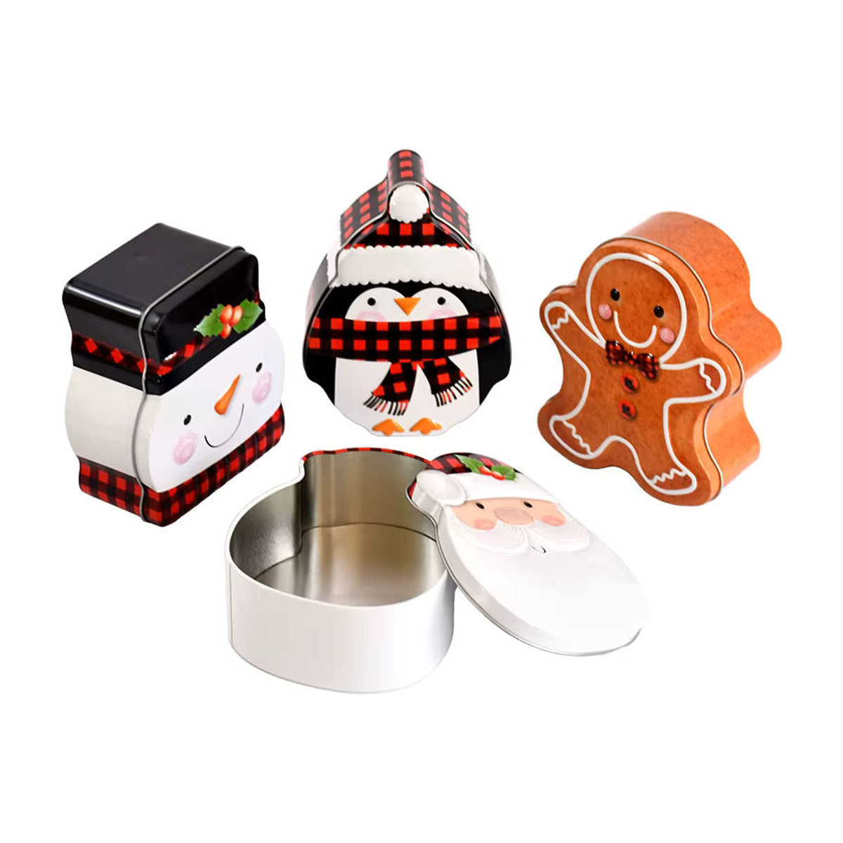 ZQNYCY Weihnachts Metallbox mit Santa, Schneemann und Pinguin Motiv, mehrfarbig - Bild 5