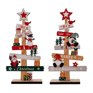 ZQNYCY Weihnachtsdekoration aus Holz mit Weihnachtsmann und Schneemann als Desktop-Schmuck im Landhausstil, mehrfarbig