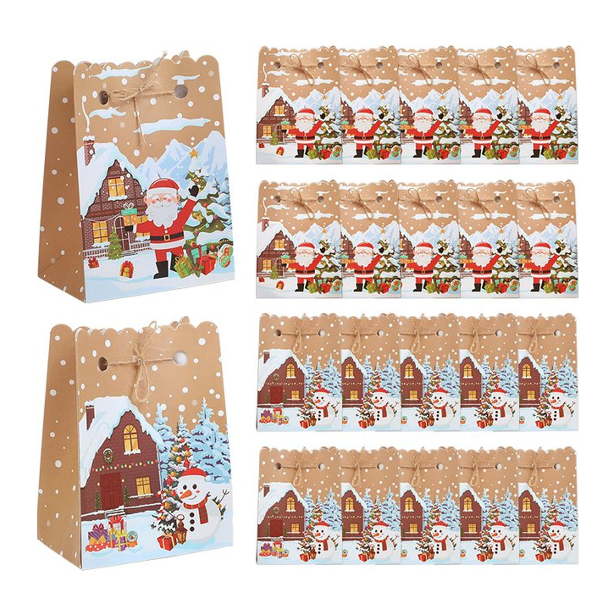 ZQNYCY Weihnachtsgeschenkboxen mit Cartoon-Weihnachtsmann und Seil, mehrfarbige Papier-Verpackungsbeutel für Süßigkeiten und Kekse, rechteckig - Bild 1