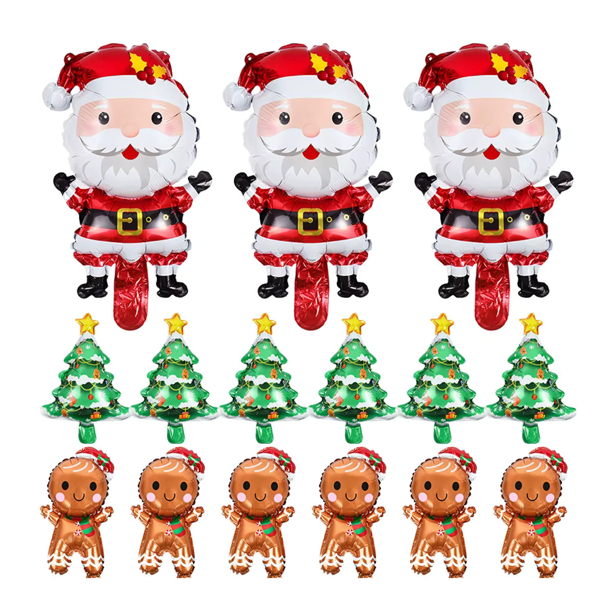 ZQNYCY Weihnachtsmann Folienballons Set mit Mini-Weihnachtsbaum und Lebkuchenmann für Weihnachten und Neujahr, mehrfarbig - Bild 2