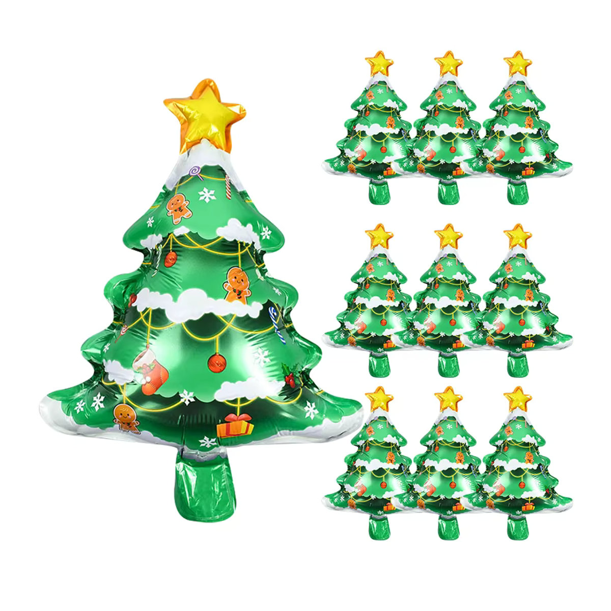 ZQNYCY Weihnachtsmann Folienballons Set mit Mini-Weihnachtsbaum und Lebkuchenmann für Weihnachten und Neujahr, mehrfarbig - Bild 4