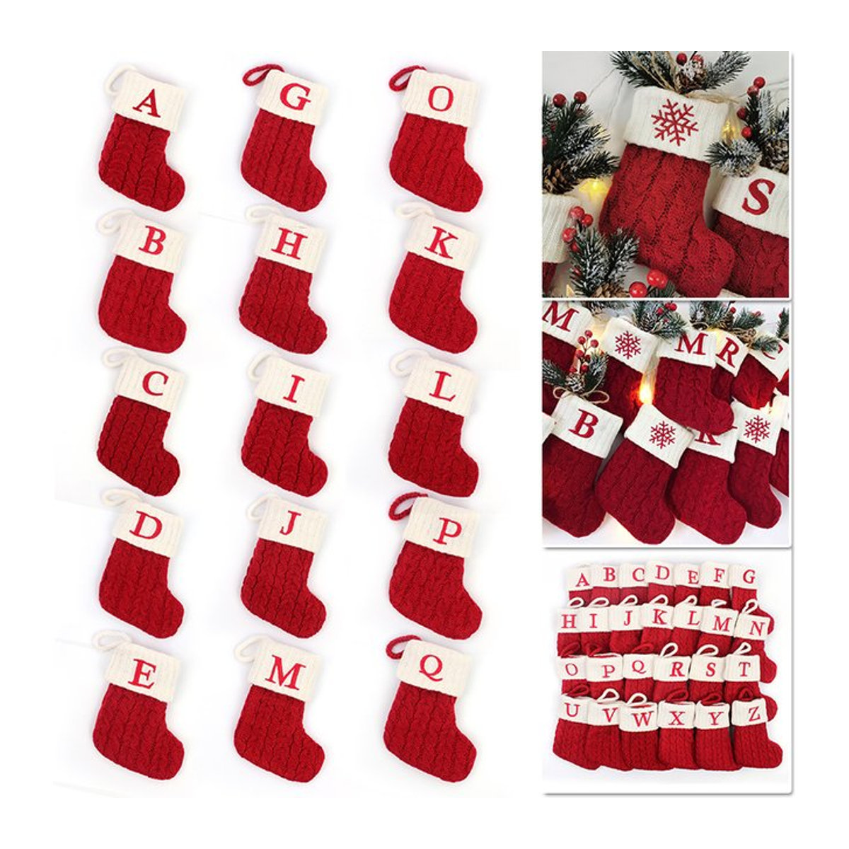ZQNYCY Weihnachtsstrumpf mit Buchstaben-Schriftzug als Hängeornament aus Textil in Rot - Bild 1