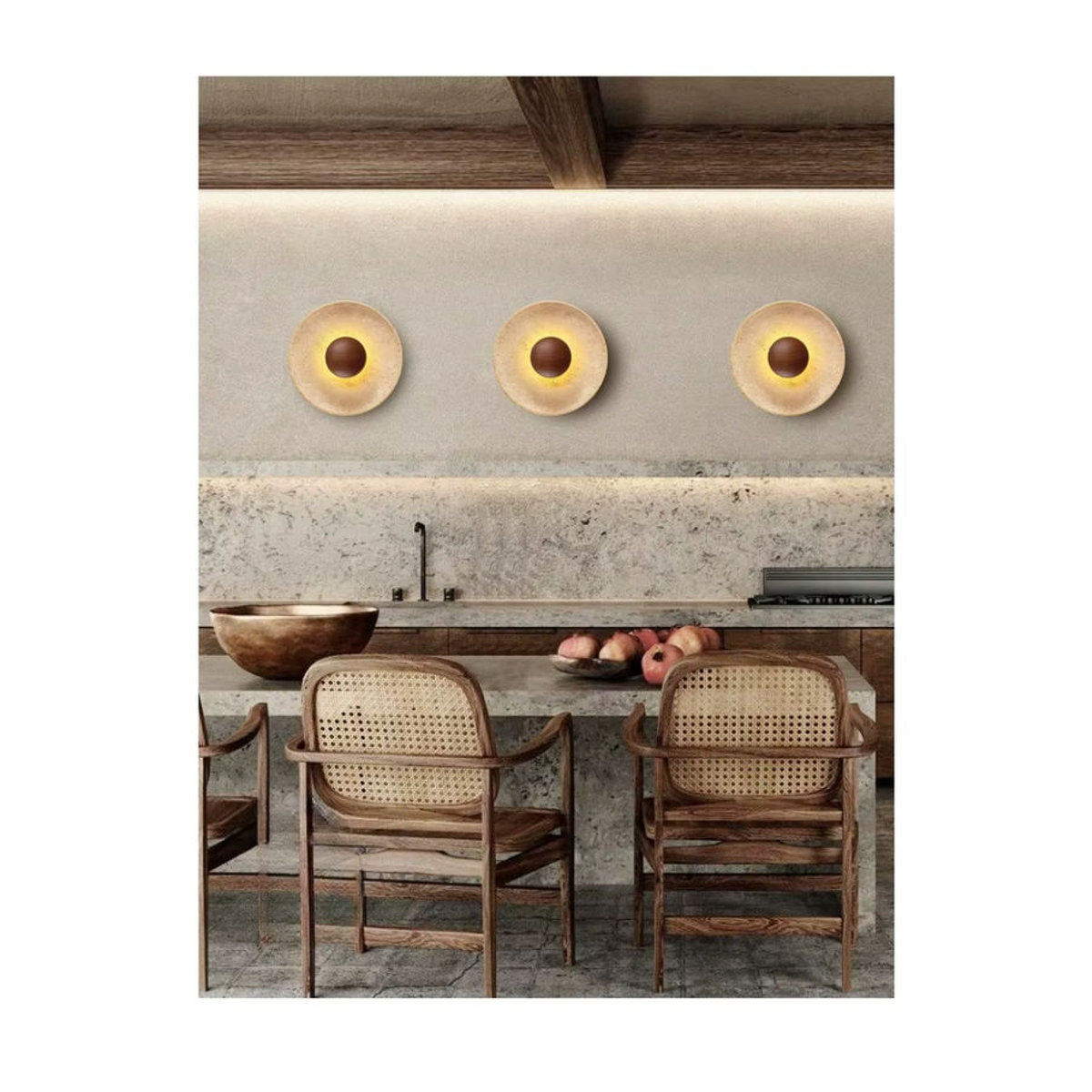 ZSHLZC LED Wandleuchte im skandinavischen Design aus Travertin Stein in Beige - Bild 3