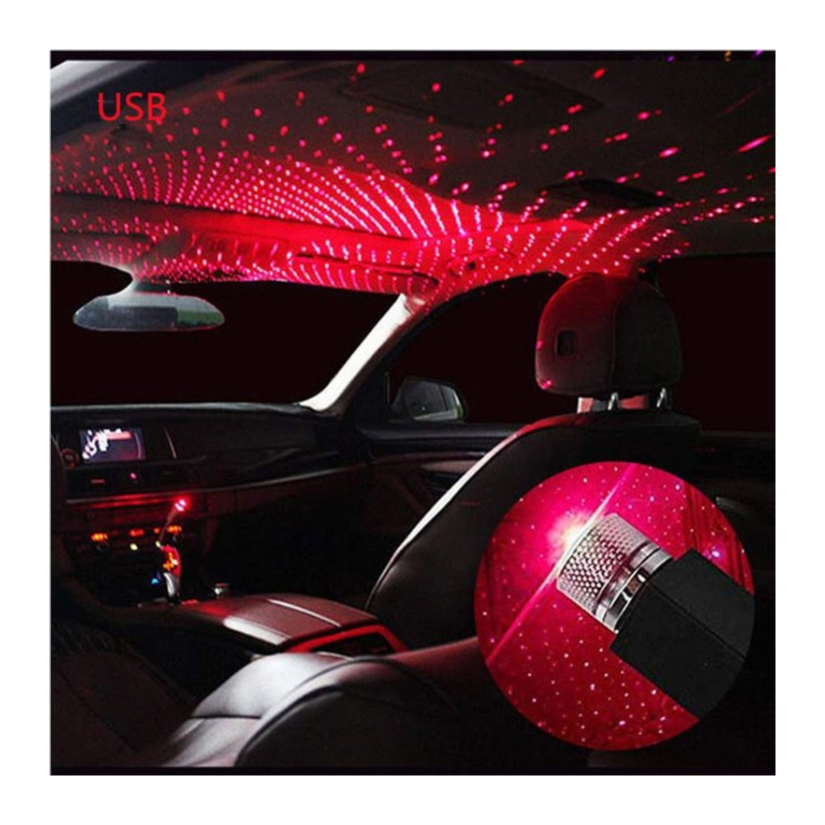 ZSPQGD Tragbare Mini-LED-Dekorationslampe mit Sternen-Projektor in Schwarz, USB-betrieben und verstellbar für Innenräume, Auto oder Hochzeit - Bild 1