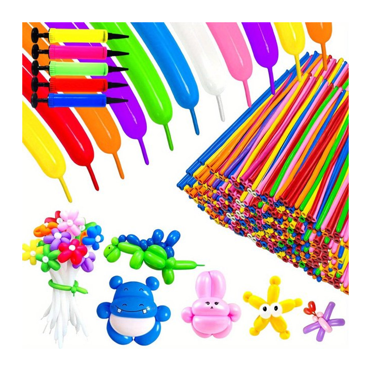ZSY Bunte Lange Latex Ballons mit Ballon Pumpe für DIY Magie und Dekoration, Mehrfarbig - Bild 1