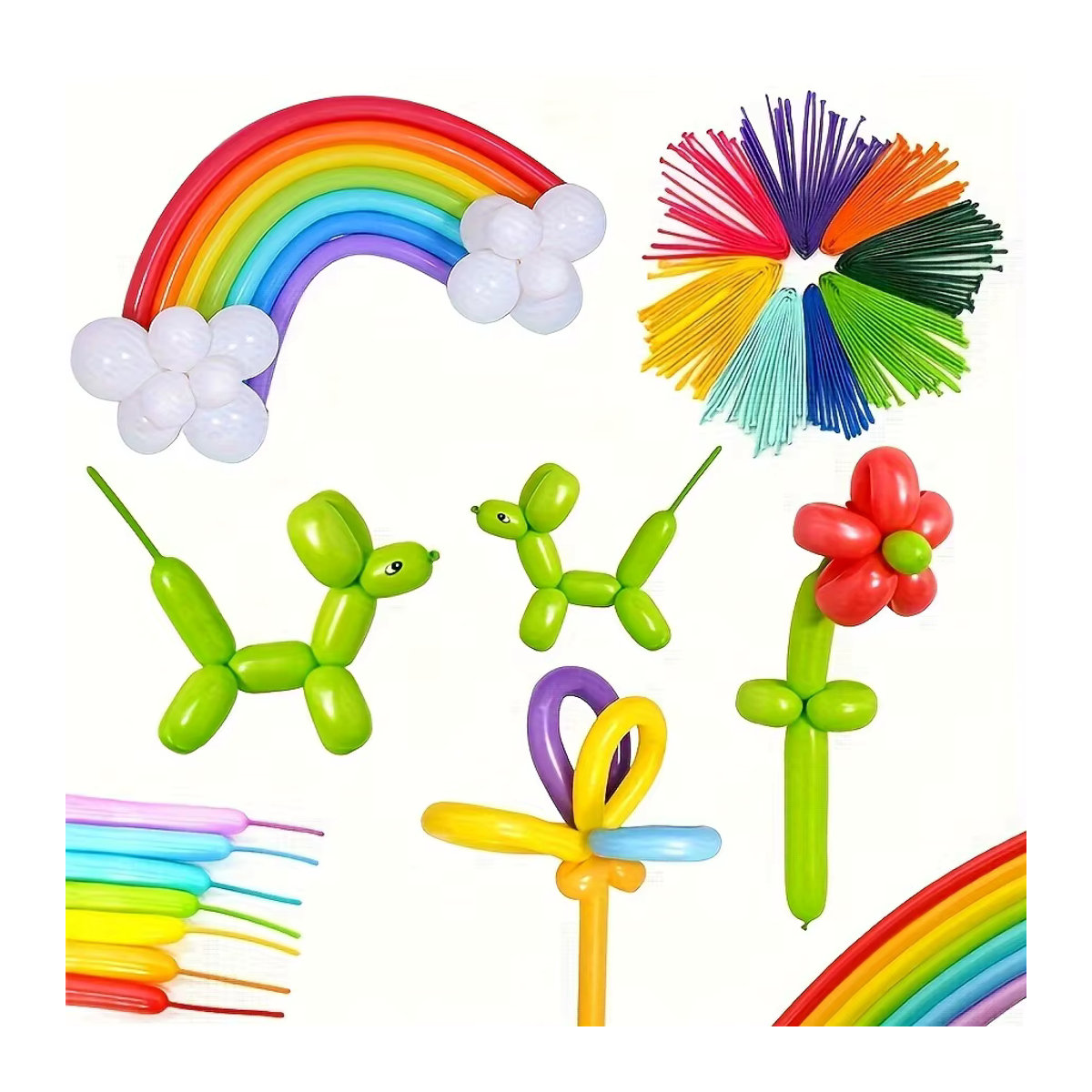 ZSY Bunte Lange Latex Ballons mit Ballon Pumpe für DIY Magie und Modellierarbeiten, Mehrfarbig - Bild 4