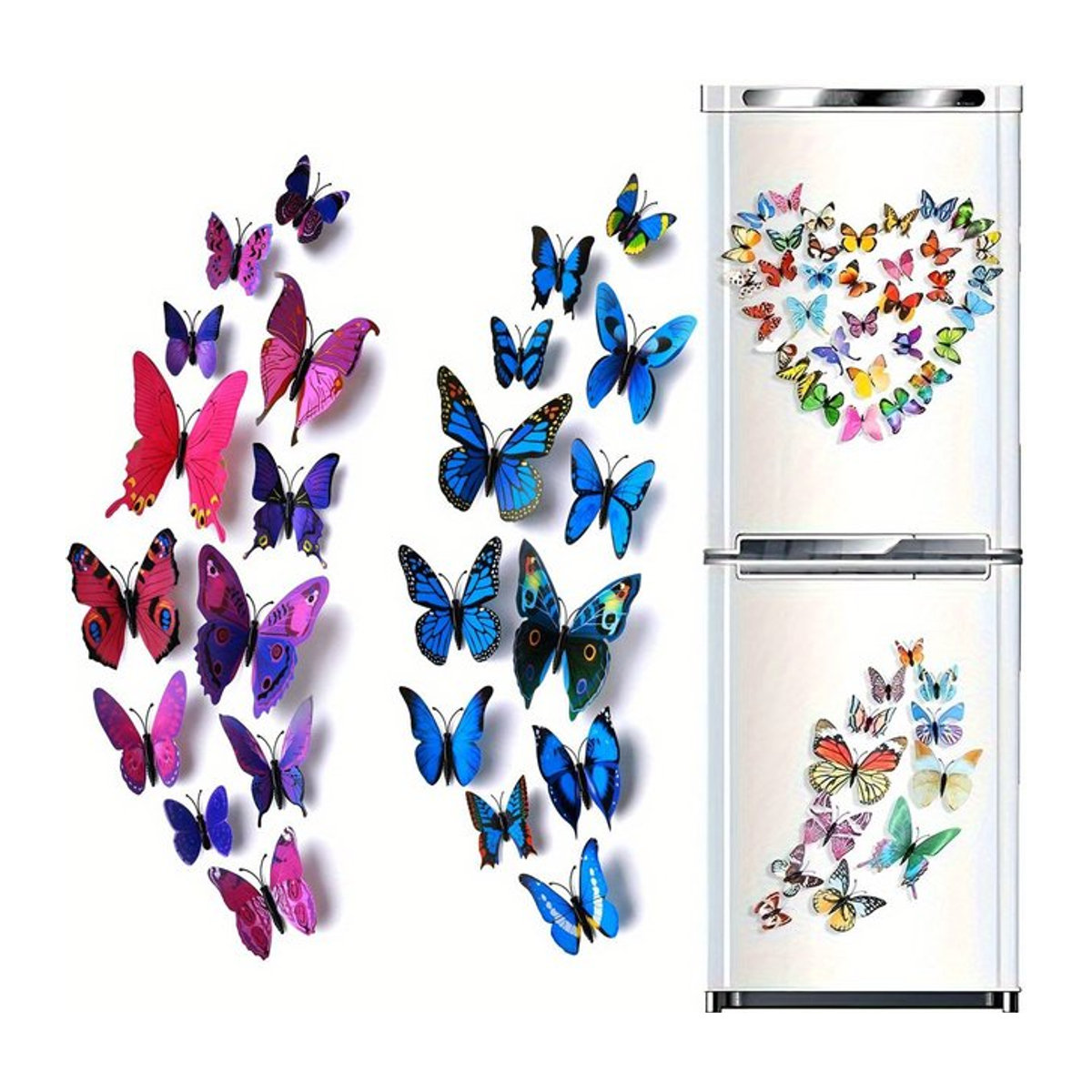 ZSY Mini Schmetterling Magnetische Kühlschrank Aufkleber, 12er Paket, Mehrfarbig, Kunststoff - Bild 1