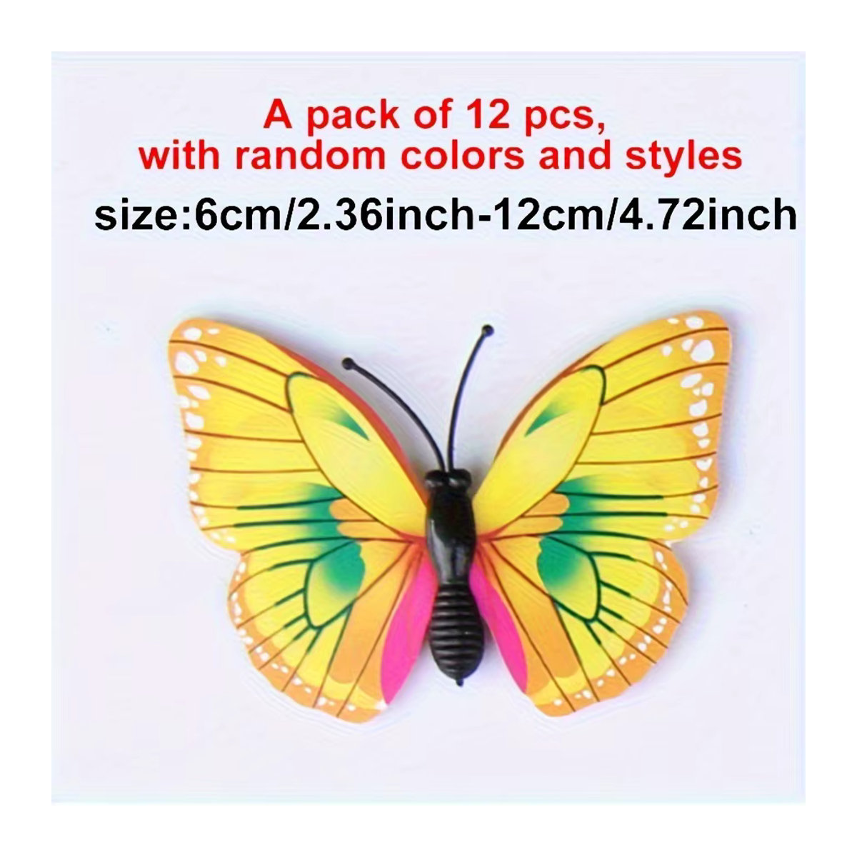 ZSY Mini Schmetterling Magnetische Kühlschrank Aufkleber, 12er Paket, Mehrfarbig, Kunststoff - Bild 2