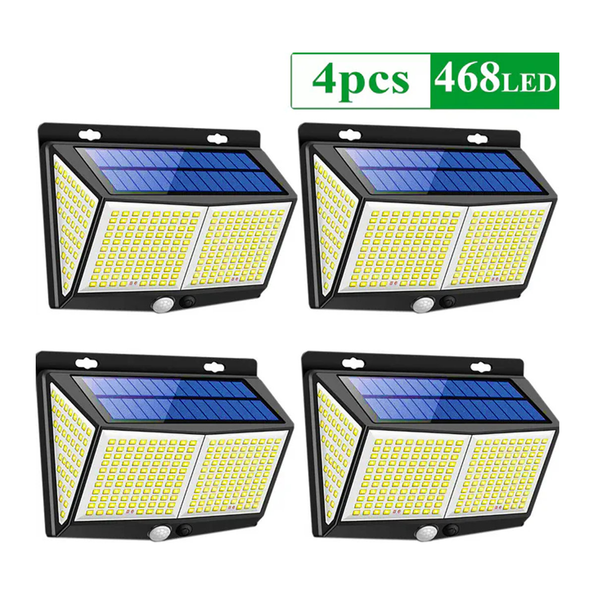 ZTree 4er-Set Solar-LED-Wandleuchten mit Bewegungsmelder, wasserdichte Außenlampen für die Gartendekoration, Schwarz, Modern - Bild 1