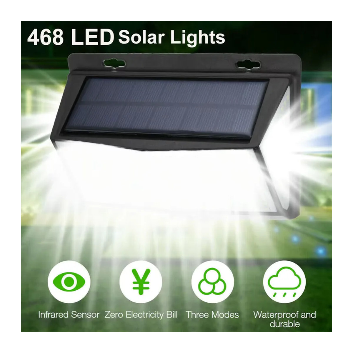ZTree 4er-Set Solar-LED-Wandleuchten mit Bewegungsmelder, wasserdichte Außenlampen für die Gartendekoration, Schwarz, Modern - Bild 6
