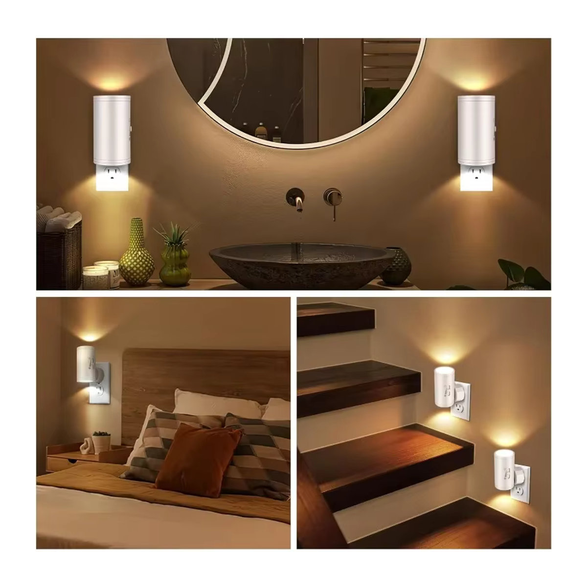 ZTree LED Nachtlichter in Weiß mit Lichtsensor und 3 Farbtemperaturen, dimmbare Wandleuchten für Flur, Badezimmer, Treppen und Schlafzimmer - Bild 4
