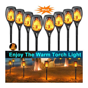 ZTree LED Solar Fackel Schwarz Wasserdichte Solarleuchte mit Flammen-Effekt für Garten und Außenbereich