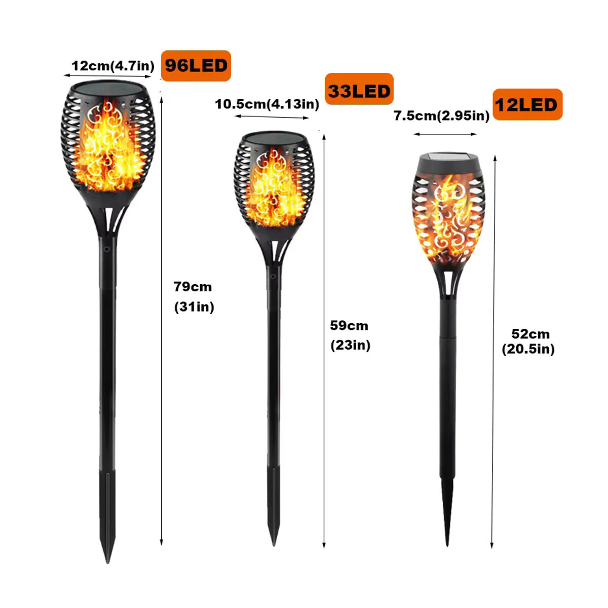 ZTree LED Solar Fackel Schwarz Wasserdichte Solarleuchte mit Flammen-Effekt für Garten und Außenbereich - Bild 6