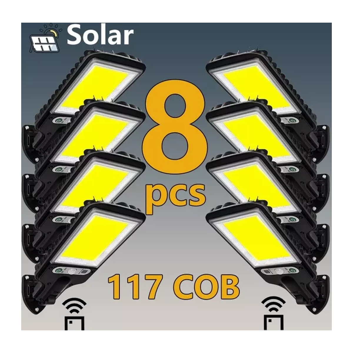 ZTree Solar-Bewegungsmelder-Leuchten mit 117 COB LEDs in Schwarz für Garten, Terrasse und Garage mit 3 Beleuchtungsmodi - Bild 1