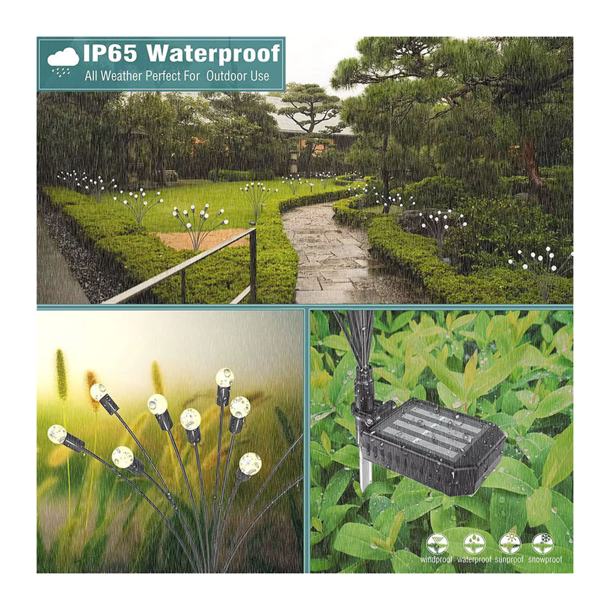 ZTree Solar Glühwürmchen Lichter mit 12 LED warmweiß aus Edelstahl für Garten und Terrasse wasserdicht - Bild 2