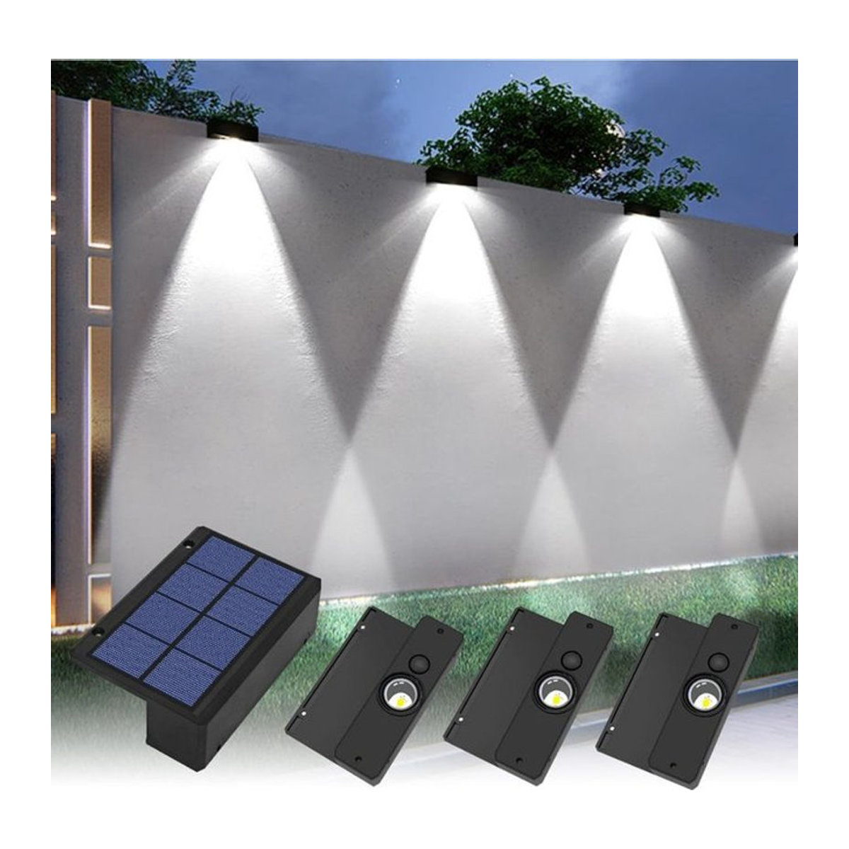ZTree Solar-Wandleuchte LED Schwarz Minimalistisch Wasserdicht für Außenbereich Garten und Balkon - Bild 1