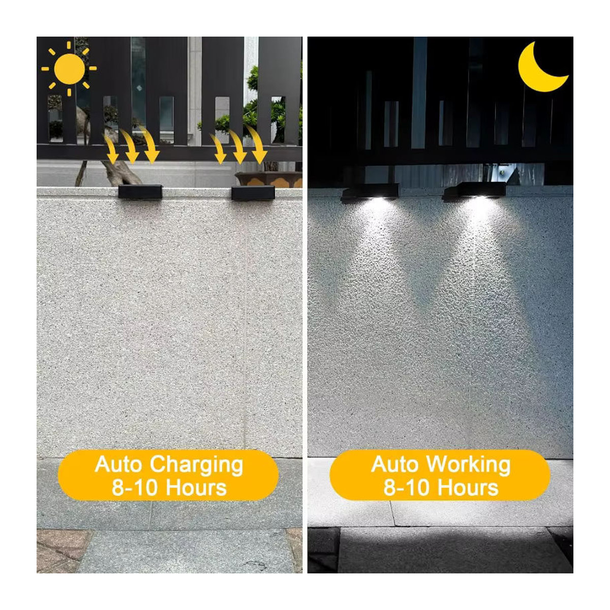 ZTree Solar-Wandleuchte LED Schwarz Minimalistisch Wasserdicht für Außenbereich Garten und Balkon - Bild 3