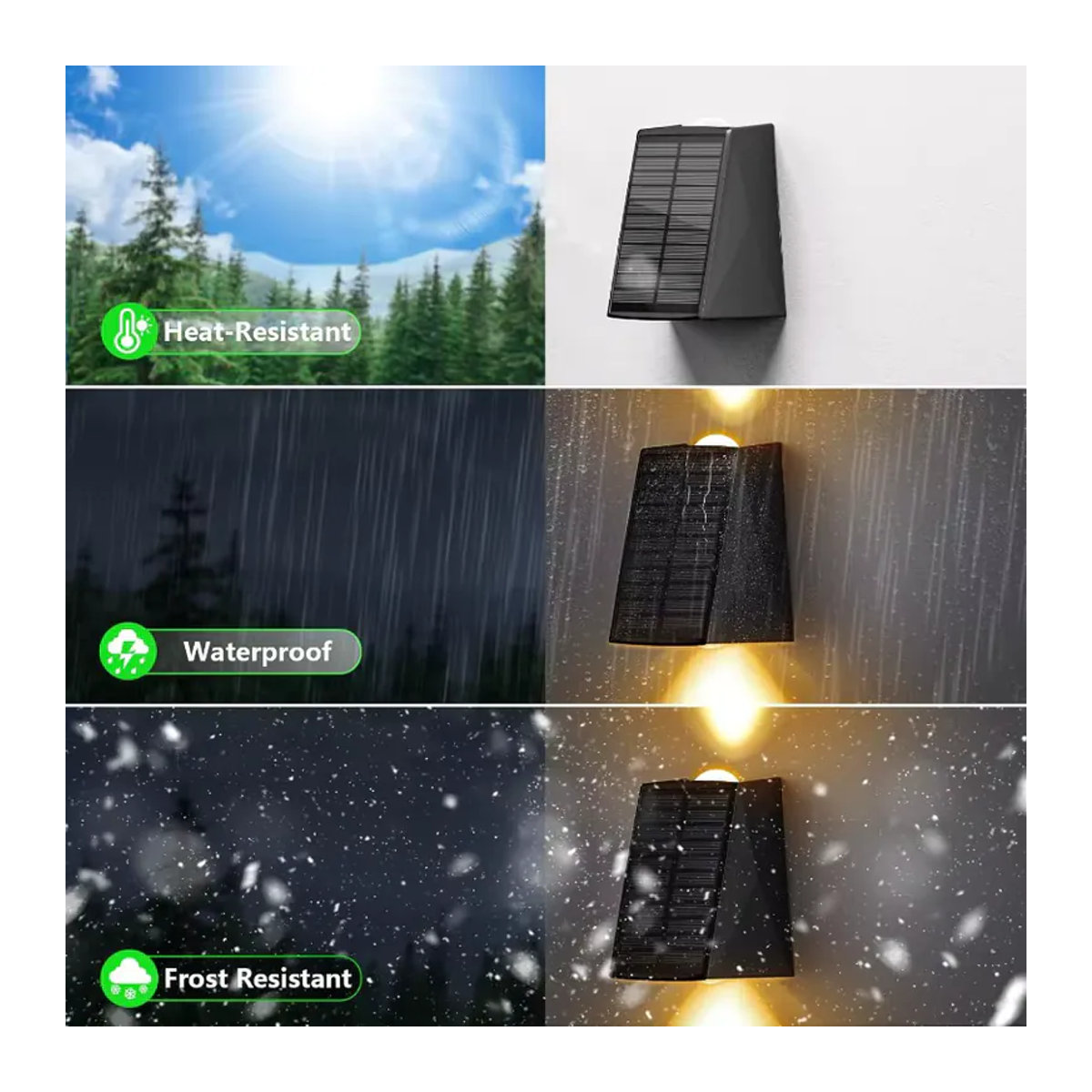 ZTree Solar-Wandleuchte LED Warmweiß Schwarz Modern IP65 Wasserdicht - Bild 3