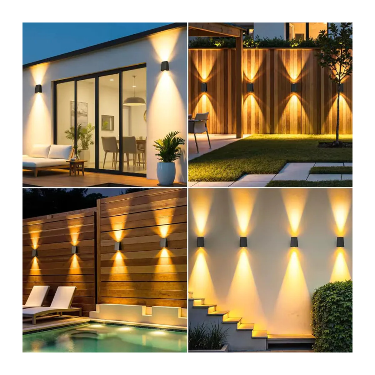 ZTree Solar-Wandleuchte LED Warmweiß Schwarz Modern IP65 Wasserdicht - Bild 4