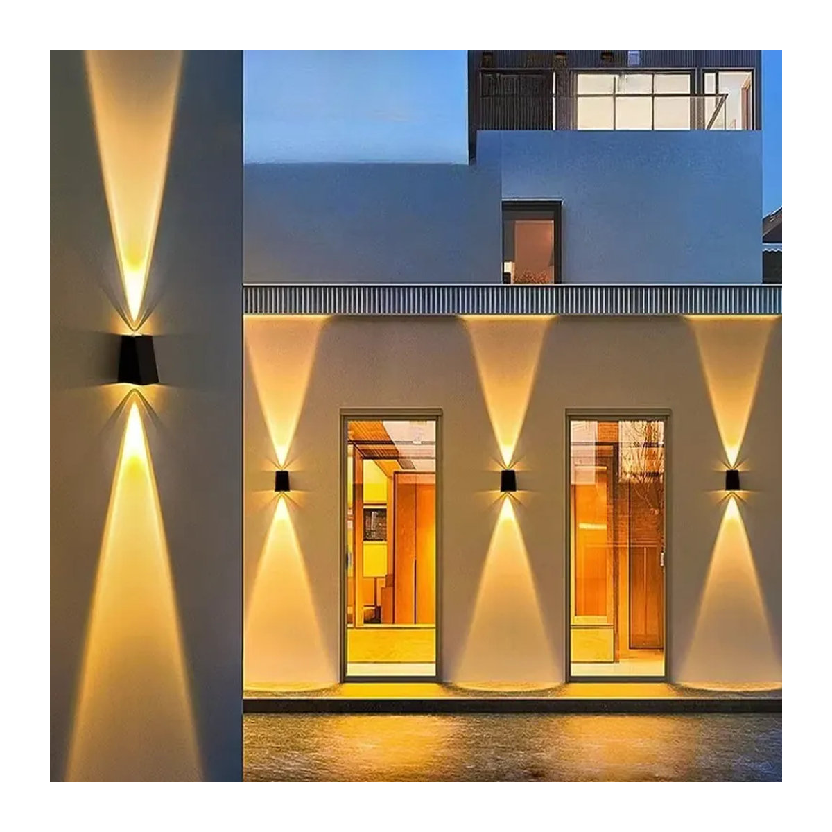 ZTree Solar-Wandleuchte LED Warmweiß Schwarz Modern IP65 Wasserdicht - Bild 5