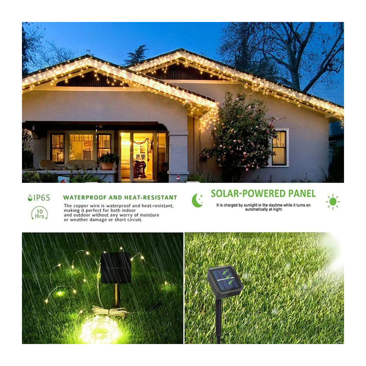 ZTree Solarleuchte Lichterkette für den Außenbereich in Weiß mit 8 Modi und wasserdichtem Design - Bild 5