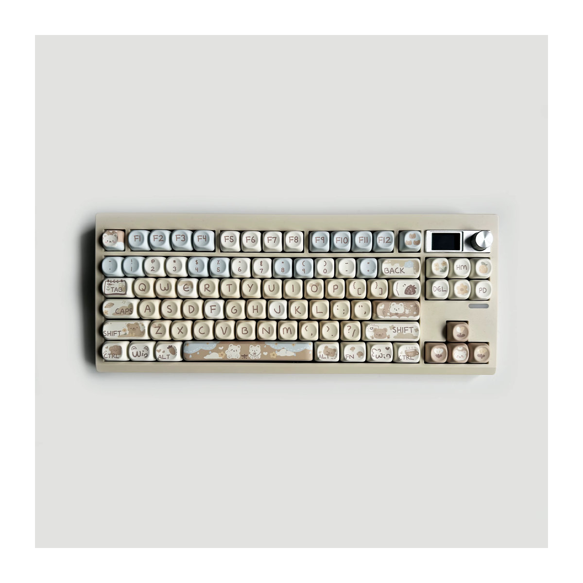 ZUOYA Milchtee Bär Tastenkappen Set mit 132 Tasten im MOA Profil aus PBT in Beige für mechanische Gaming-Tastaturen wie GMK67 - Bild 2
