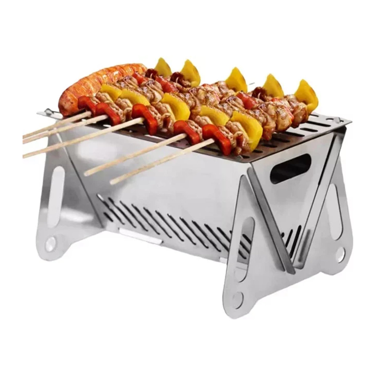 Zusammenklappbarer Campingkocher aus Edelstahl mit Grillgitter für Outdoor und Picknick - Bild 1