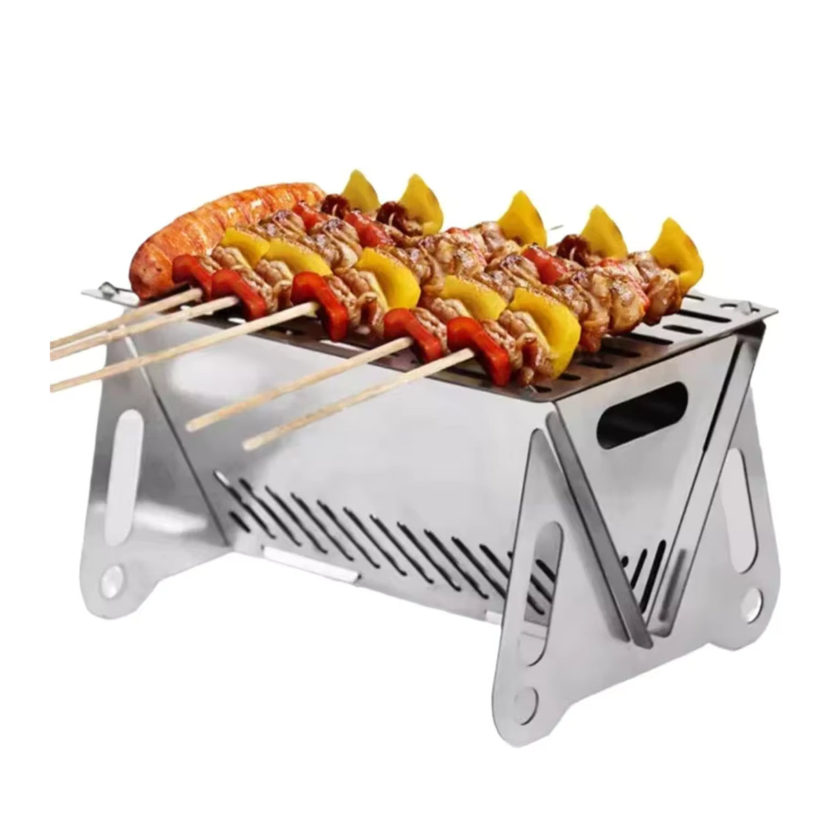Zusammenklappbarer Campingkocher aus Edelstahl mit Grillgitter für Outdoor und Picknick - Bild 7