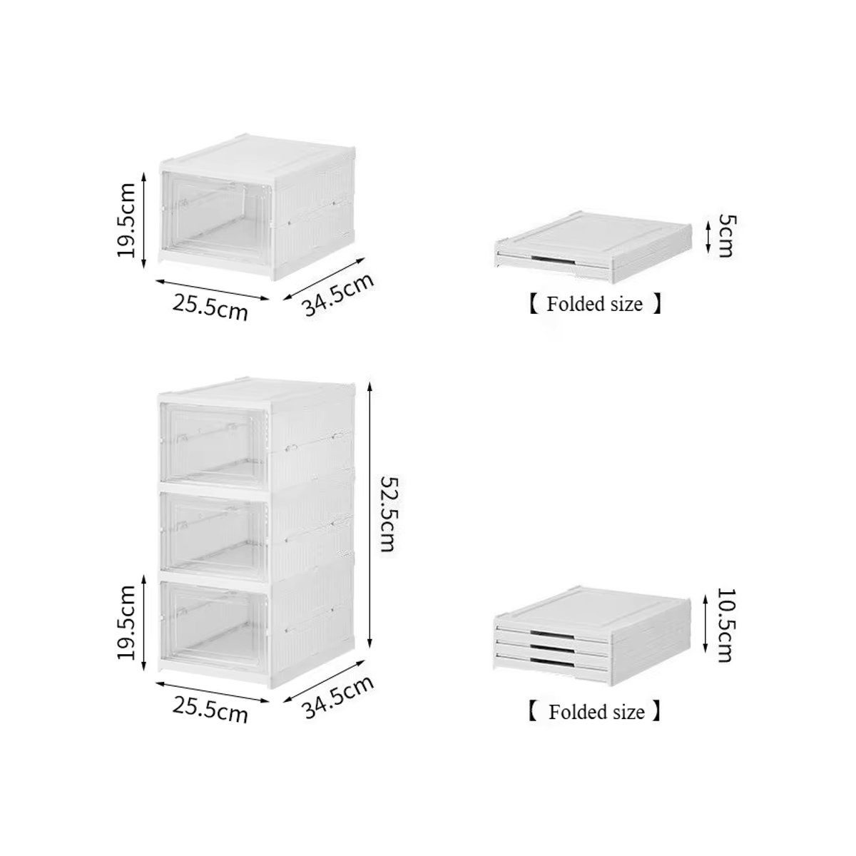Zusammenklappbarer Schuhschrank aus Kunststoff in Weiß mit minimalistischem Design und staubdichter Aufbewahrungsbox - Bild 4
