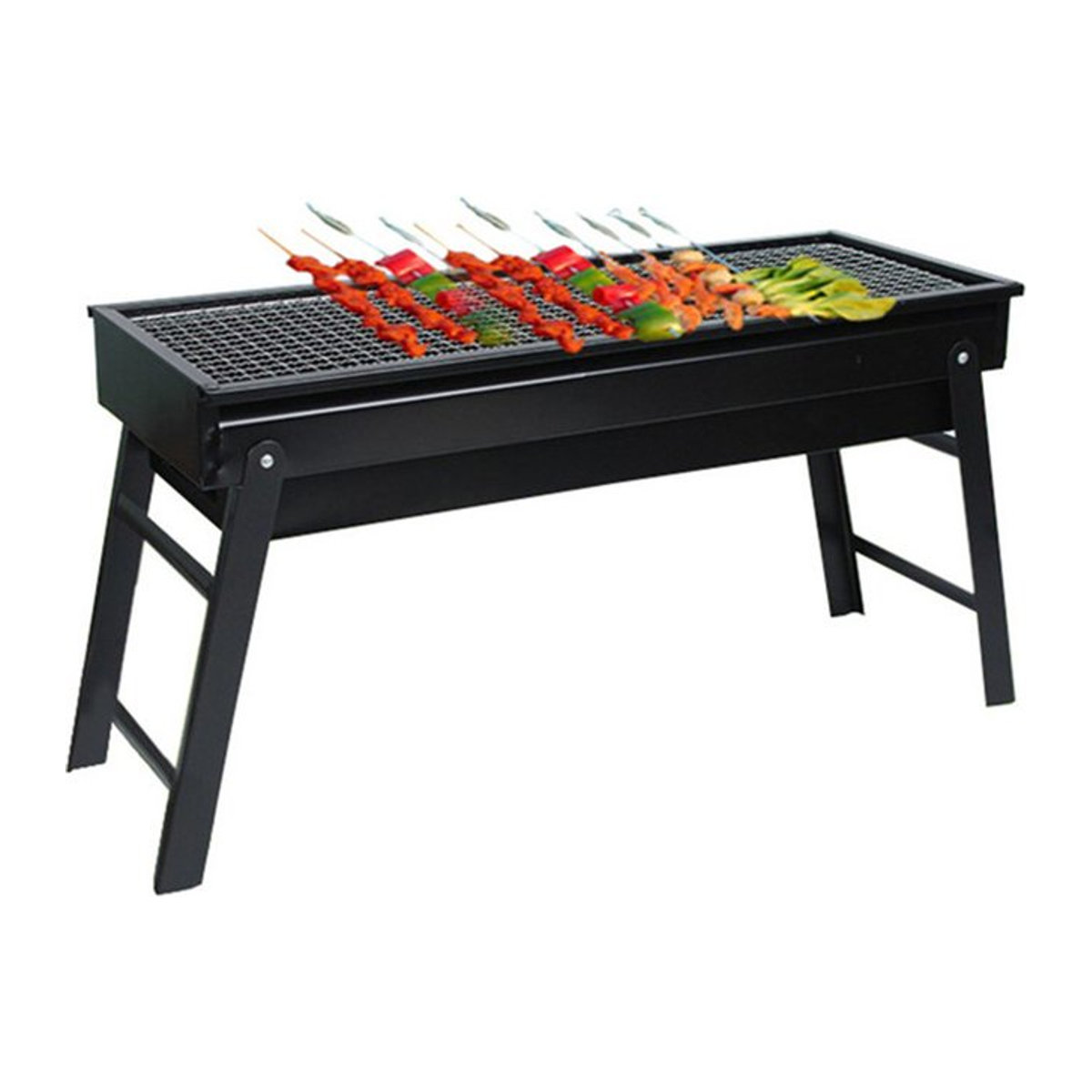 Zusammenklappbarer tragbarer Holzkohle-Grill für Outdoor und Camping, Schwarz, 60 cm - Bild 1
