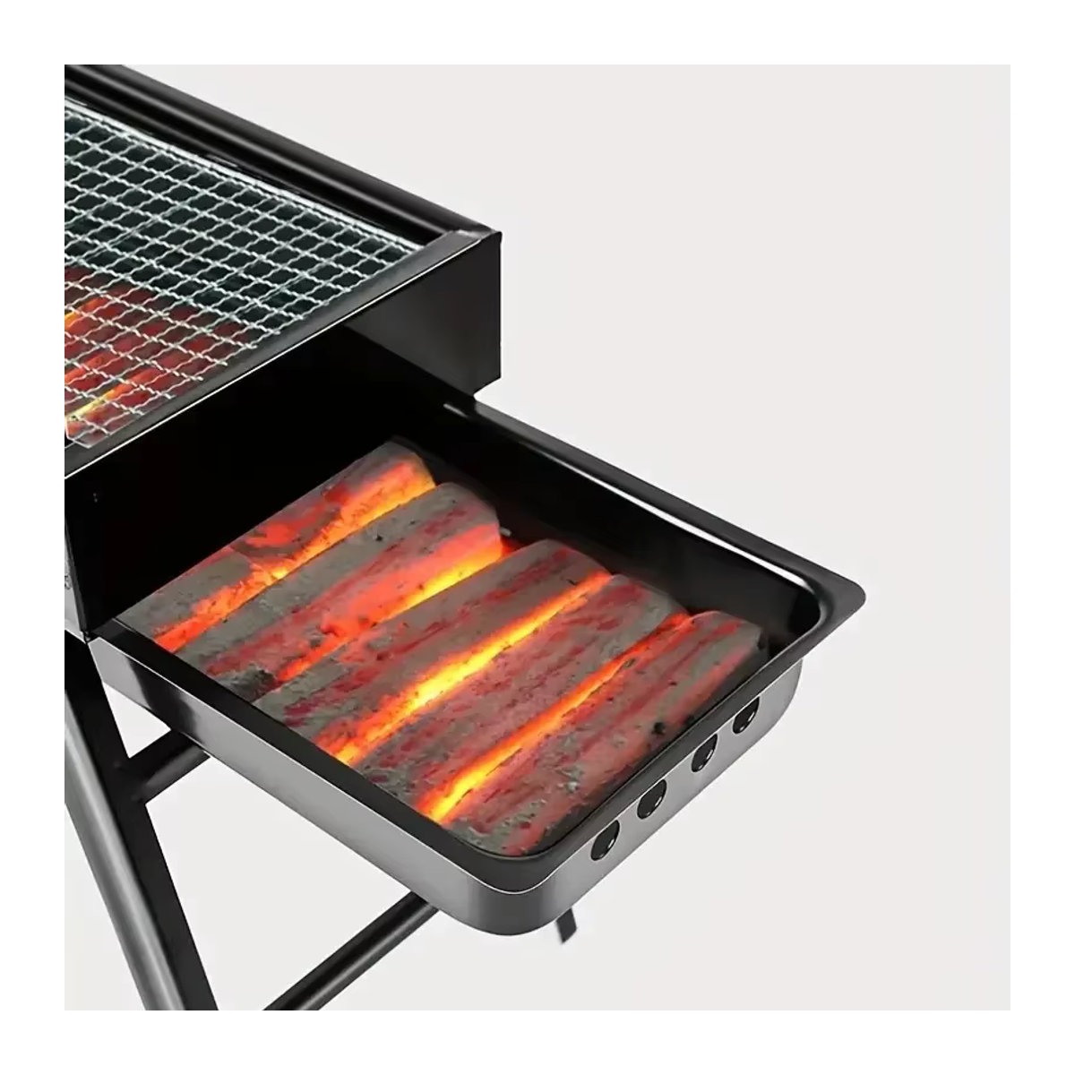 Zusammenklappbarer tragbarer Holzkohle-Grill für Outdoor und Camping, Schwarz, 60 cm - Bild 4