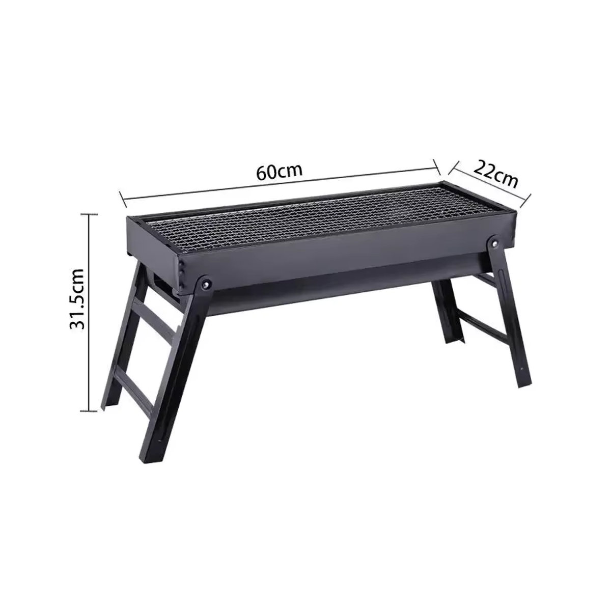 Zusammenklappbarer tragbarer Holzkohle-Grill für Outdoor und Camping, Schwarz, 60 cm - Bild 6