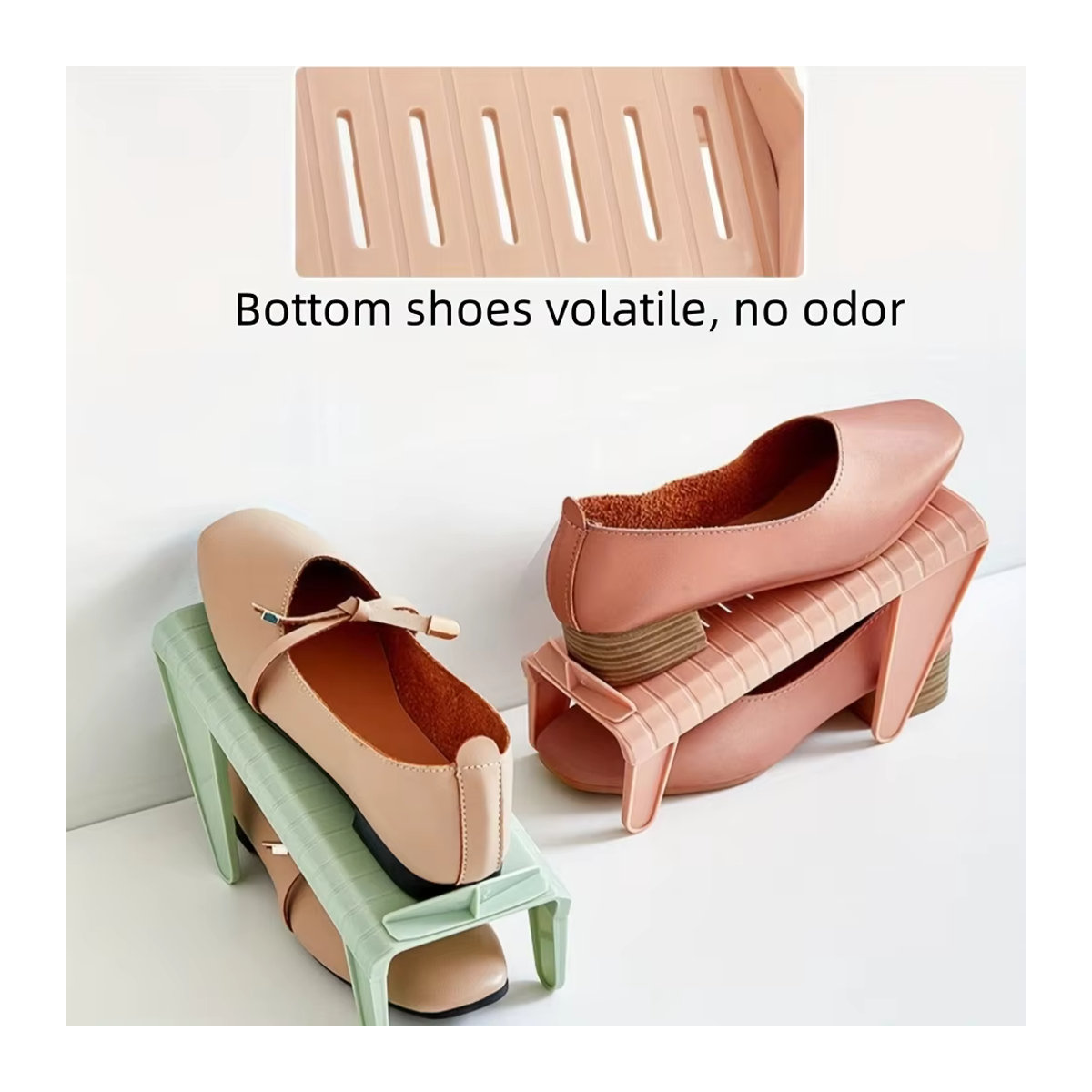 Zusammensetzbares Schuhregal aus Kunststoff in Beige zur Aufbewahrung von Lederschuhen und High-Heels - Bild 6