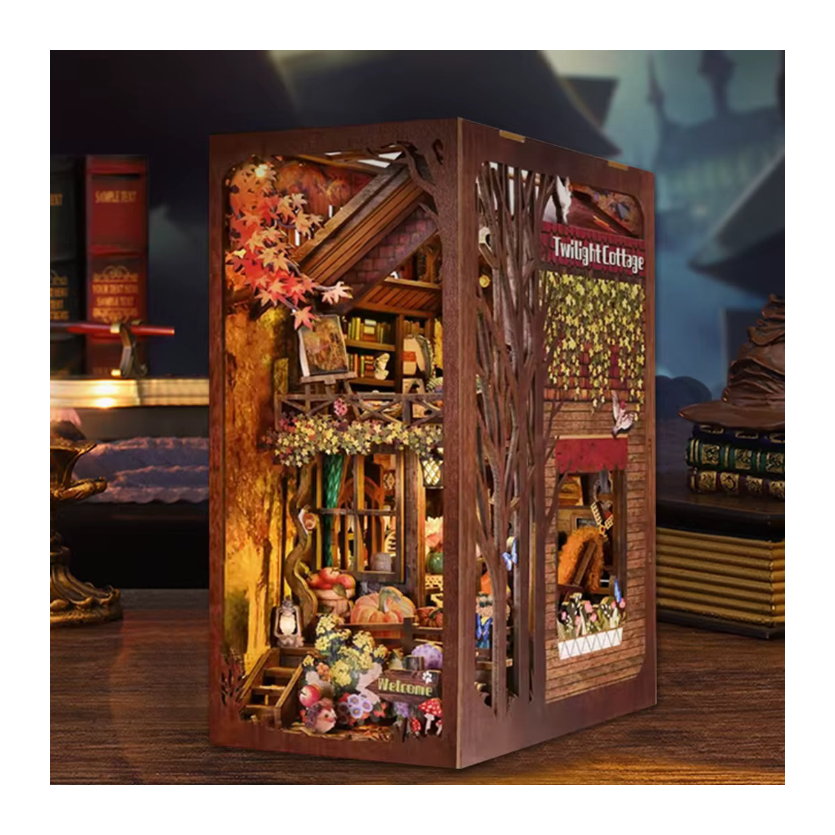zuuton DIY 3D Holz Puzzle Buch Nook Kit als dekorativer Bücherregal Einsatz im Landhausstil, mehrfarbig - Bild 2