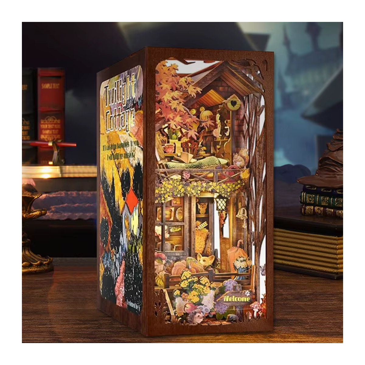 zuuton DIY 3D Holz Puzzle Buch Nook Kit als dekorativer Bücherregal Einsatz im Landhausstil, mehrfarbig - Bild 3