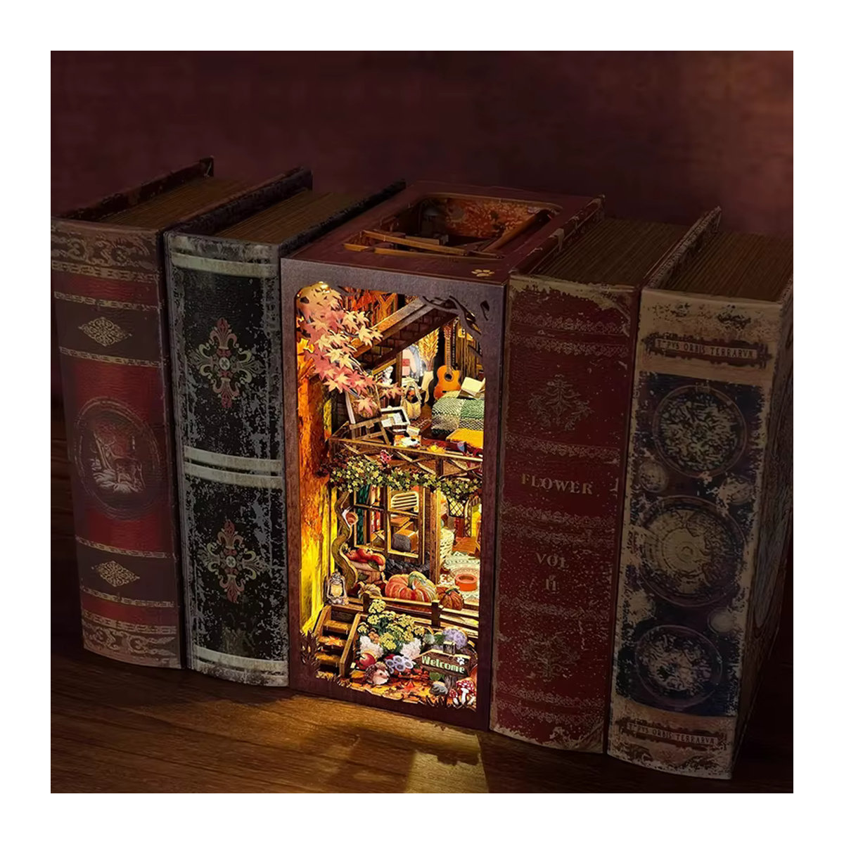 zuuton DIY 3D Holz Puzzle Buch Nook Kit als dekorativer Bücherregal Einsatz im Landhausstil, mehrfarbig - Bild 5