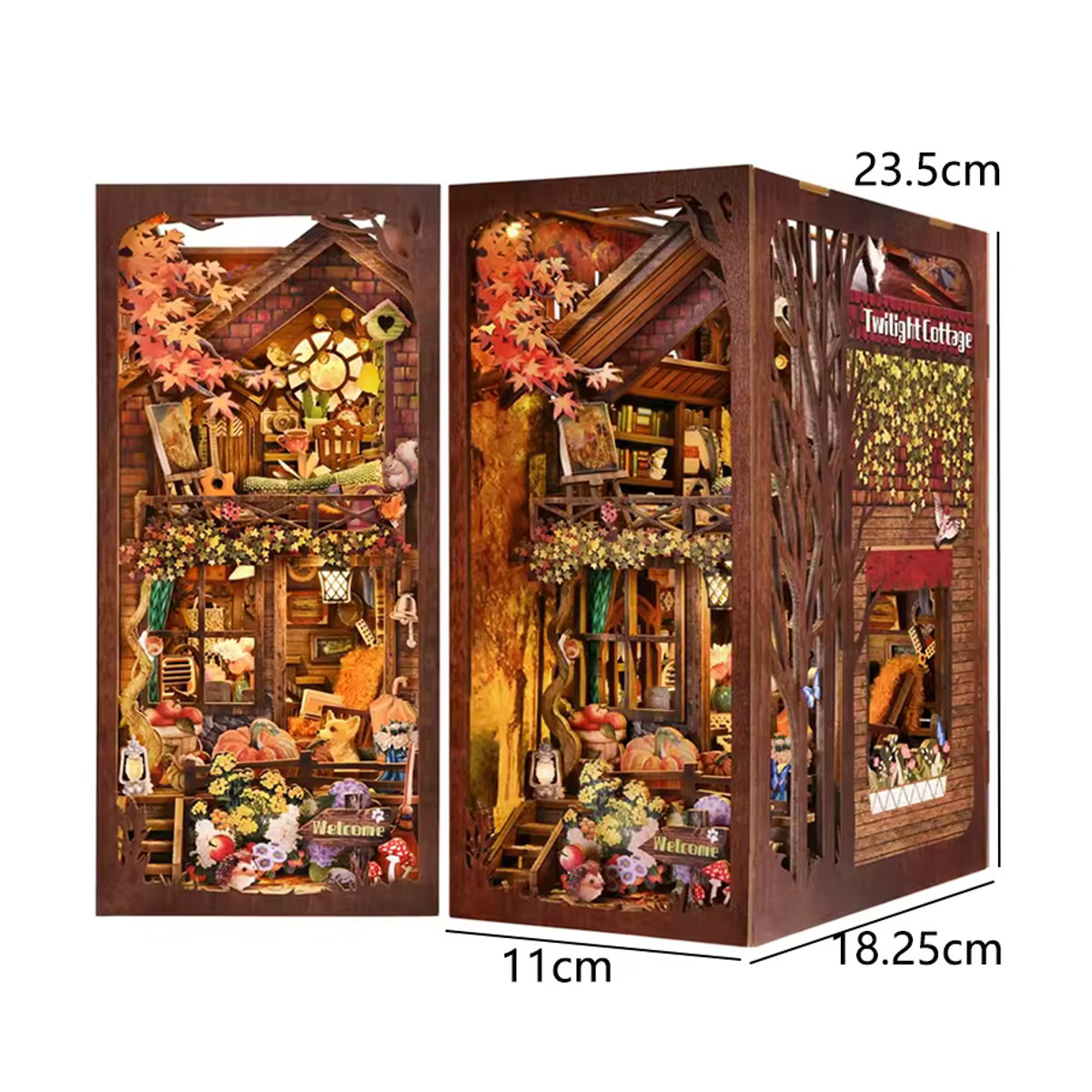 zuuton DIY 3D Holz Puzzle Buch Nook Kit als dekorativer Bücherregal Einsatz im Landhausstil, mehrfarbig - Bild 6