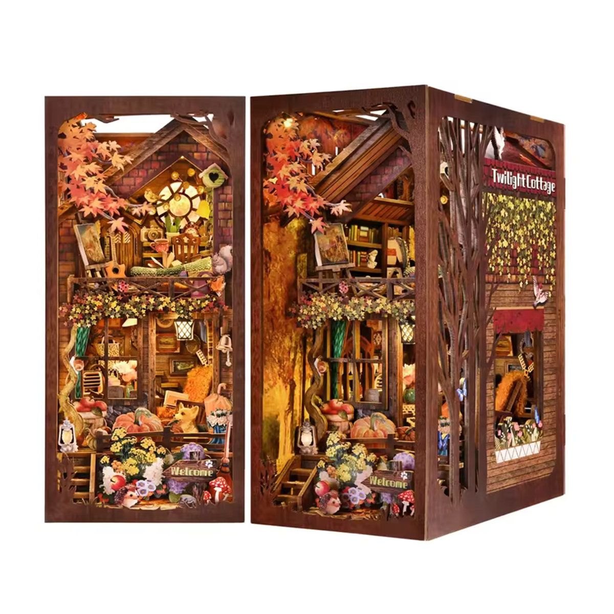 zuuton DIY 3D Holz Puzzle Buch Nook Kit als dekorativer Bücherregal Einsatz im Landhausstil, mehrfarbig - Bild 7