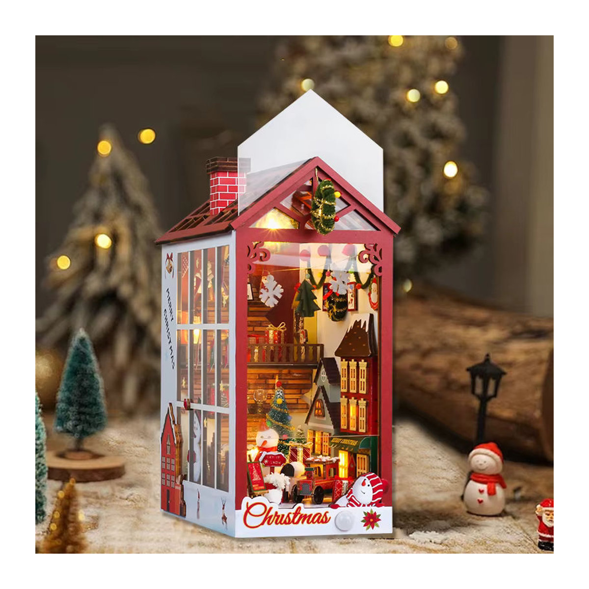 zuuton DIY Book Nook Kit Miniatur-Puppenhaus Alley-Modellbau aus Holz mit Staubschutz, mehrfarbig - Bild 3