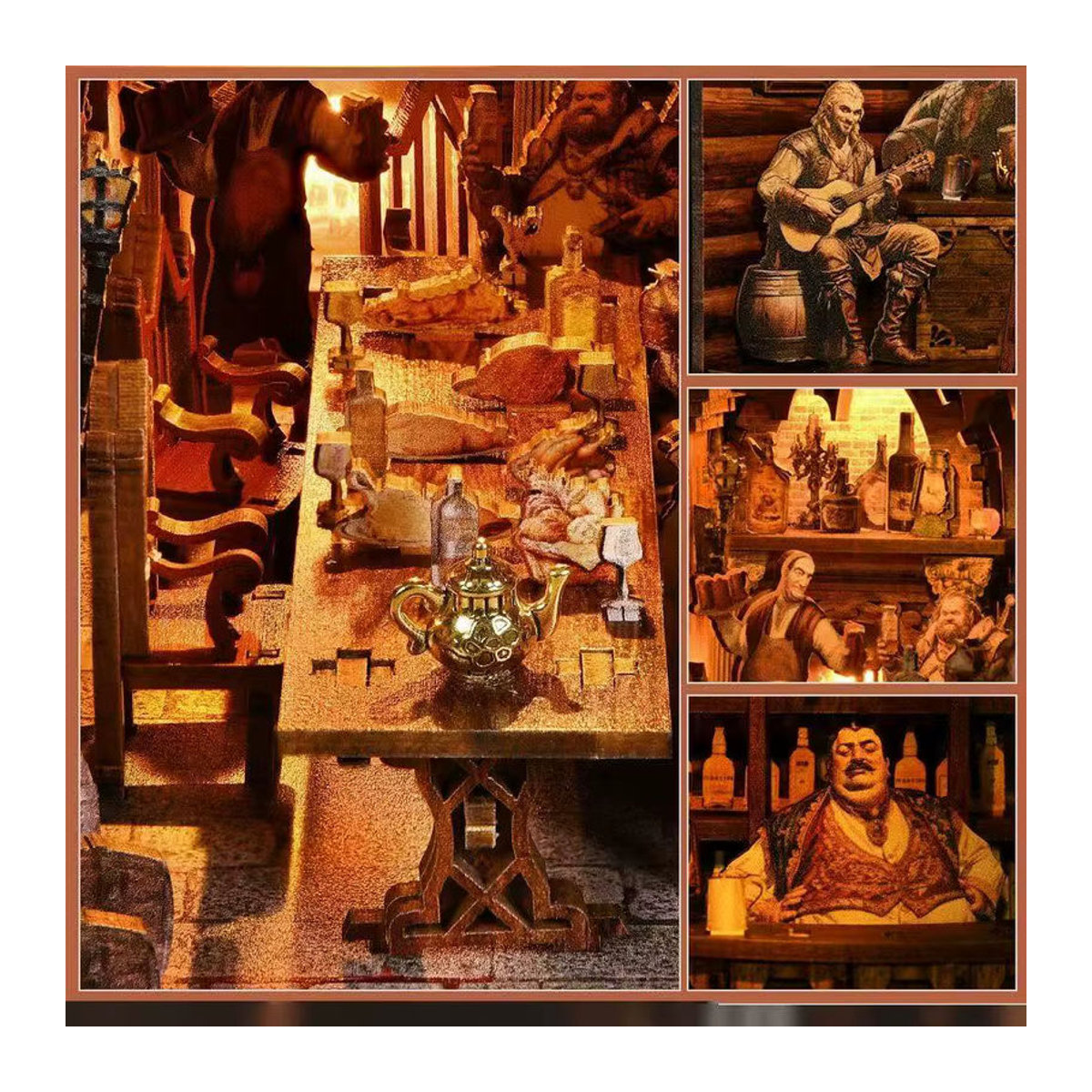 zuuton DIY Buch Nook Kit Holz 3D Puzzle Modellbau mit LED-Licht in Braun im Vintage-Design - Bild 2