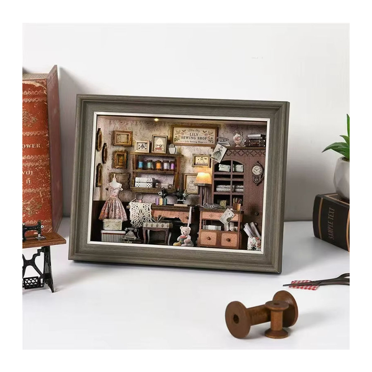 Zuuton DIY Holz Buch Nook Kit Retro 3D Puzzle Mini Puppenhaus als Bücherregal Einsatz in Mehrfarbig - Bild 3
