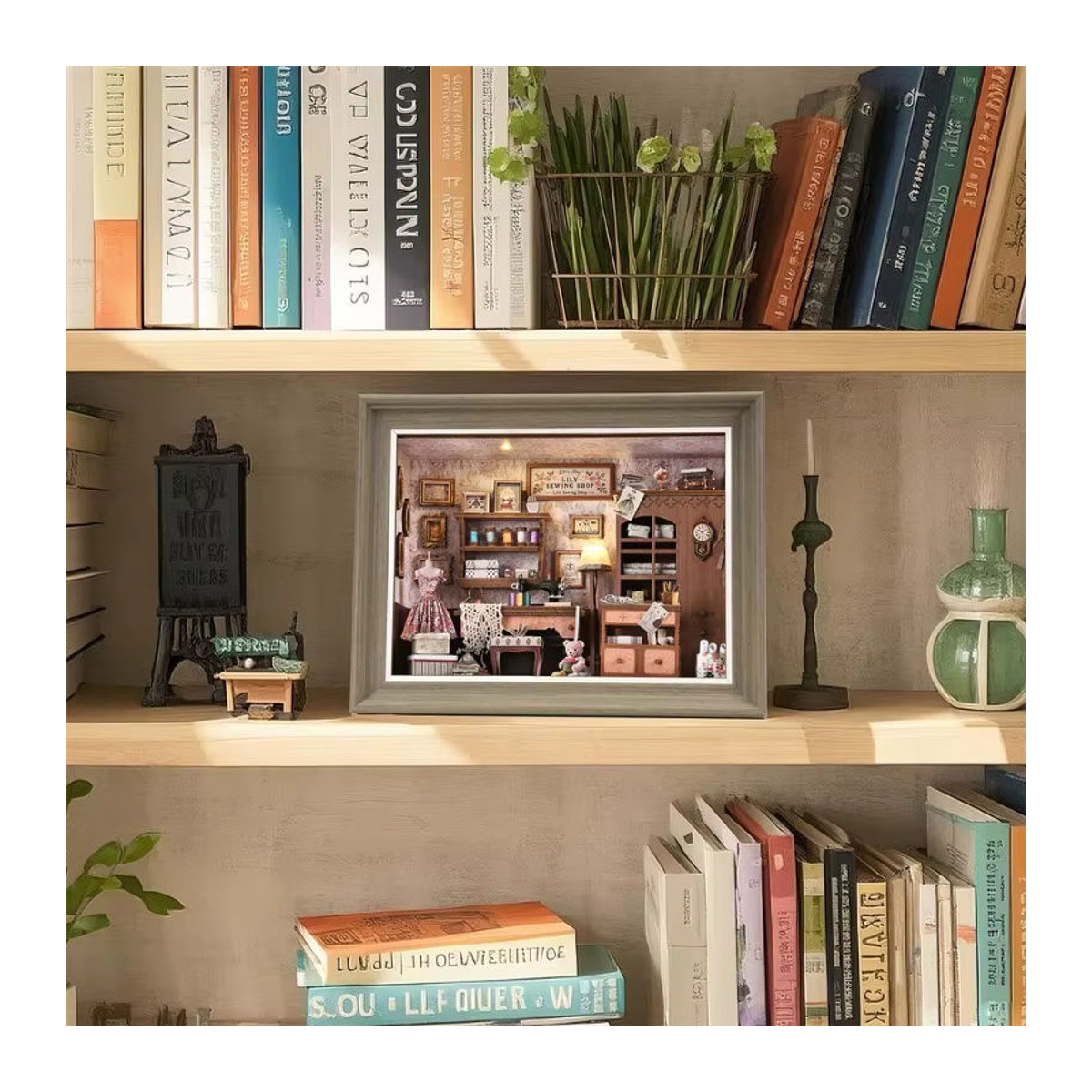 Zuuton DIY Holz Buch Nook Kit Retro 3D Puzzle Mini Puppenhaus als Bücherregal Einsatz in Mehrfarbig - Bild 4