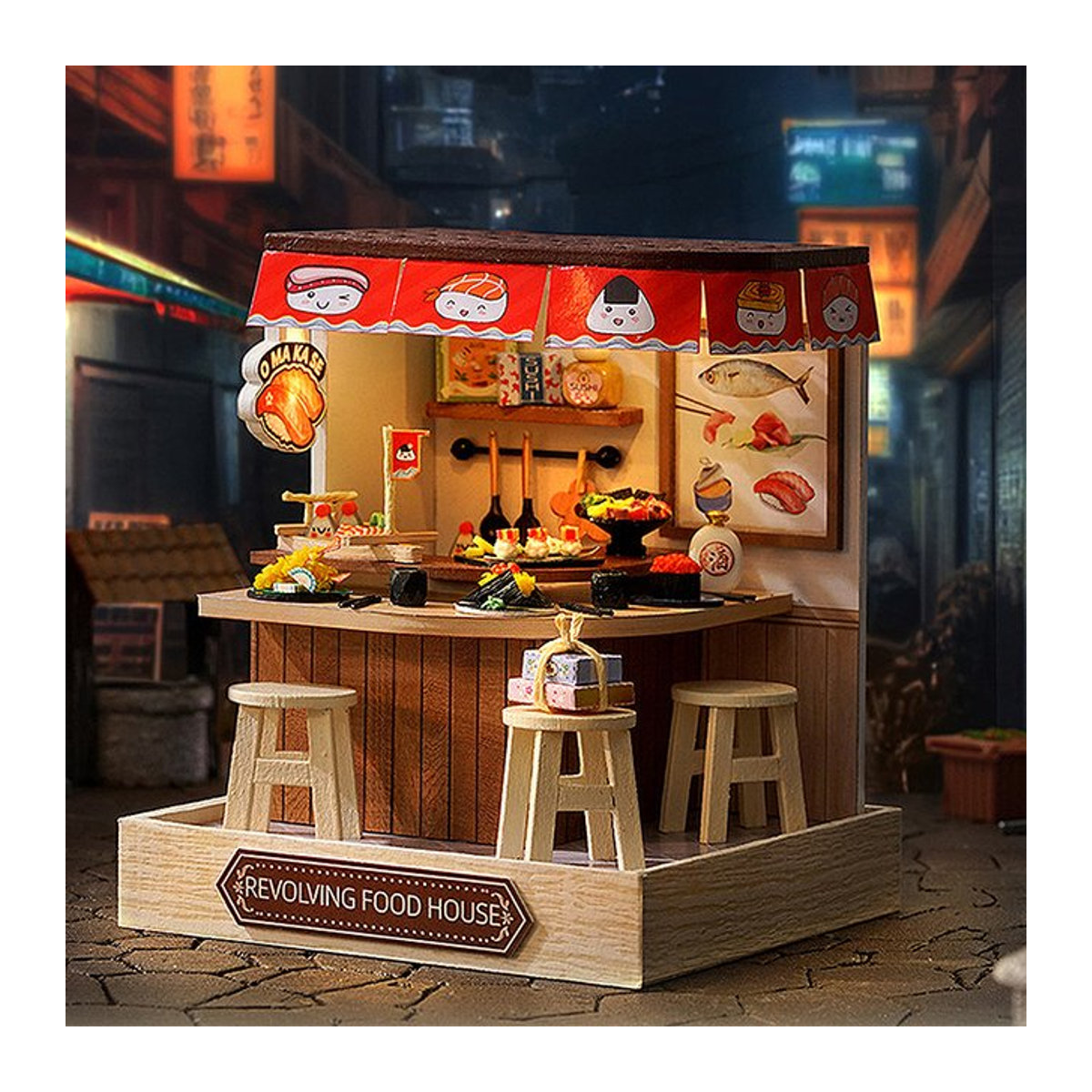 zuuton Mini Puppenhaus DIY 3D Puzzle Modellbausatz Schlafzimmer aus Holz mit Staubschutz, mehrfarbig - Bild 1