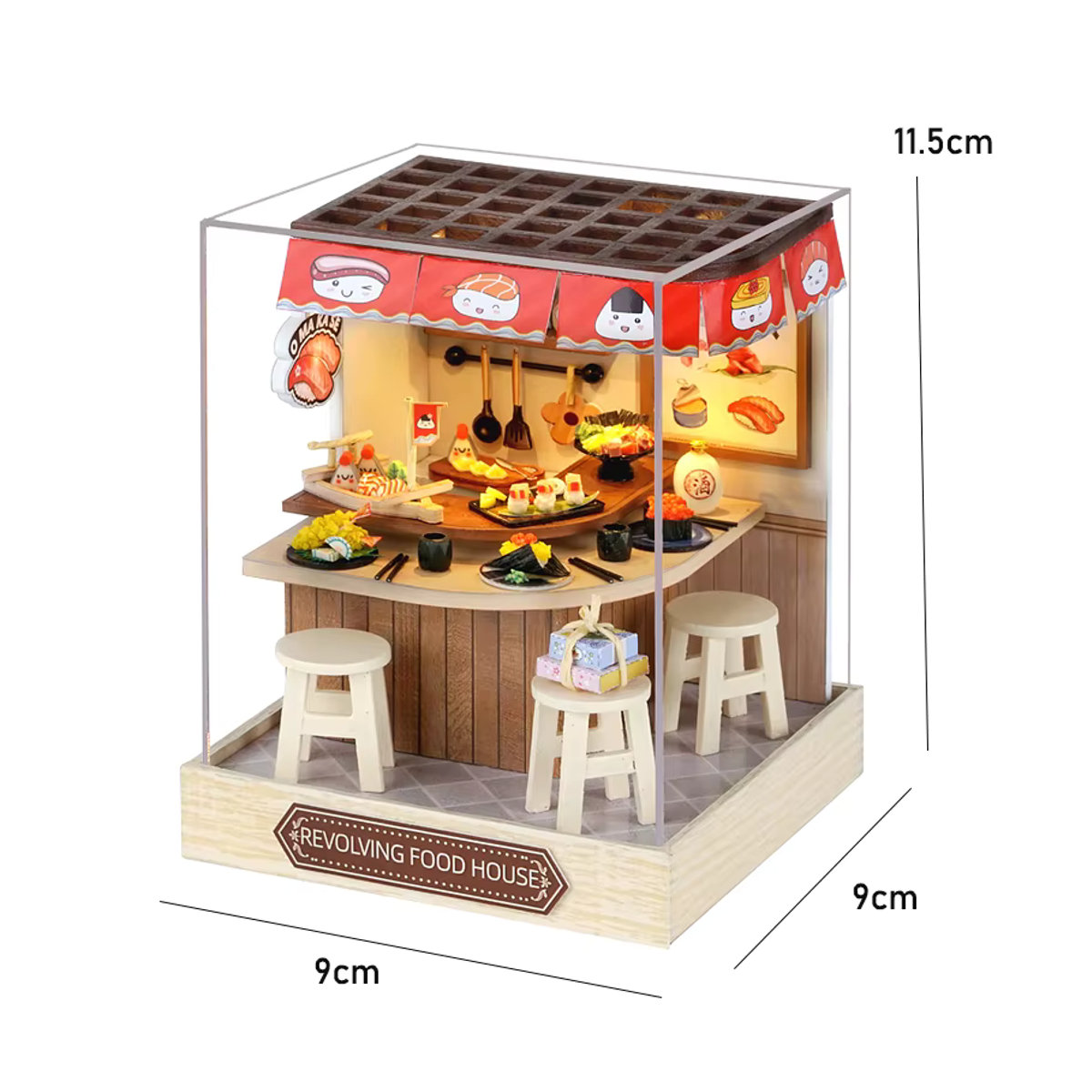 zuuton Mini Puppenhaus DIY 3D Puzzle Modellbausatz Schlafzimmer aus Holz mit Staubschutz, mehrfarbig - Bild 3