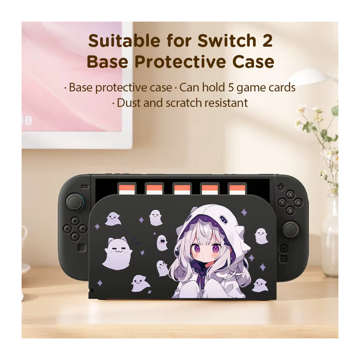Zwei-in-Eins Schutzhülle für Switch2 mit integriertem Kassettenspeicher für 5 Spielkarten in Weiß - Bild 2